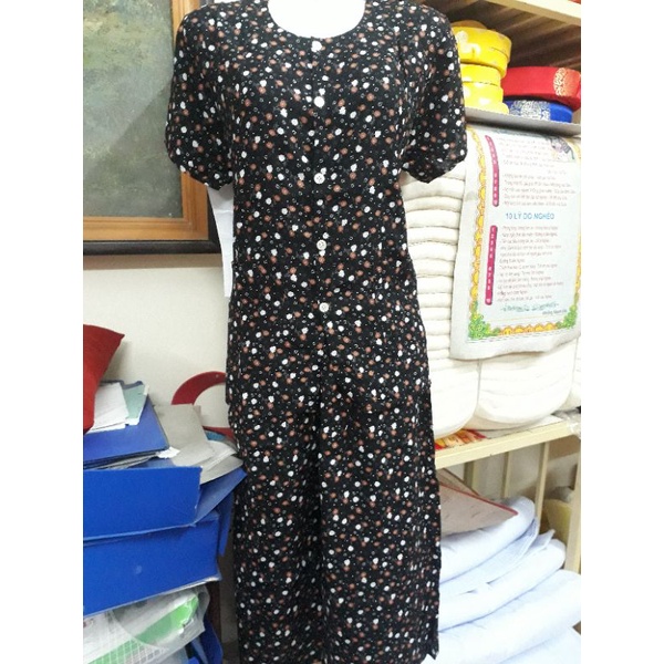 Bộ lanh hoa (quần lửng - áo cộc) dành cho người già