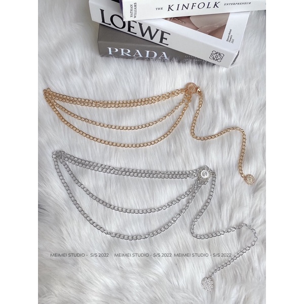 Dây Belt xích 3 tầng, Đai sang chảnh phối với váy, áo sơ mi | TL02 | MeiMei Studio