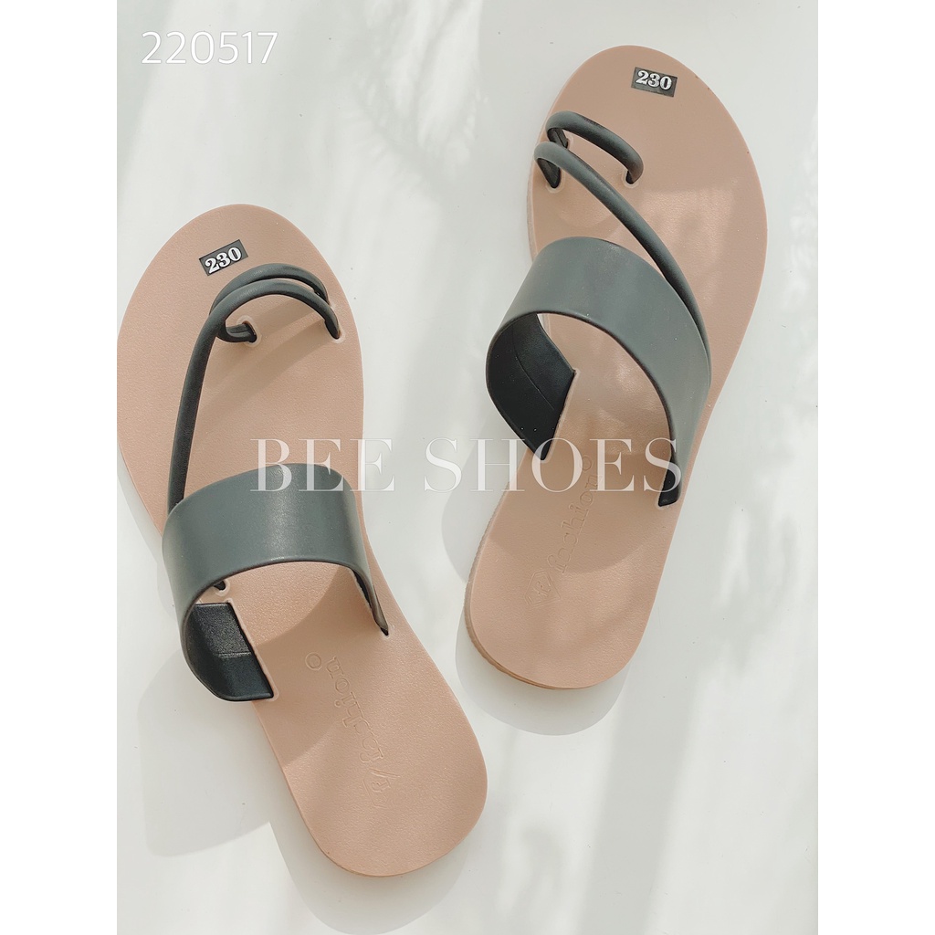 DÉP NỮ BEESHOES - DÉP NỮ QUAI NGANG SẴN MÀU ĐEN - TRẮNG - XANH 220517