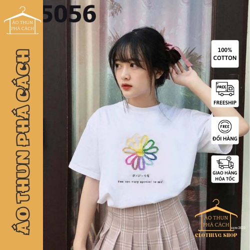Áo Thun Nữ Họa Tiết Bông Hoa Nhiều Màu - I5056