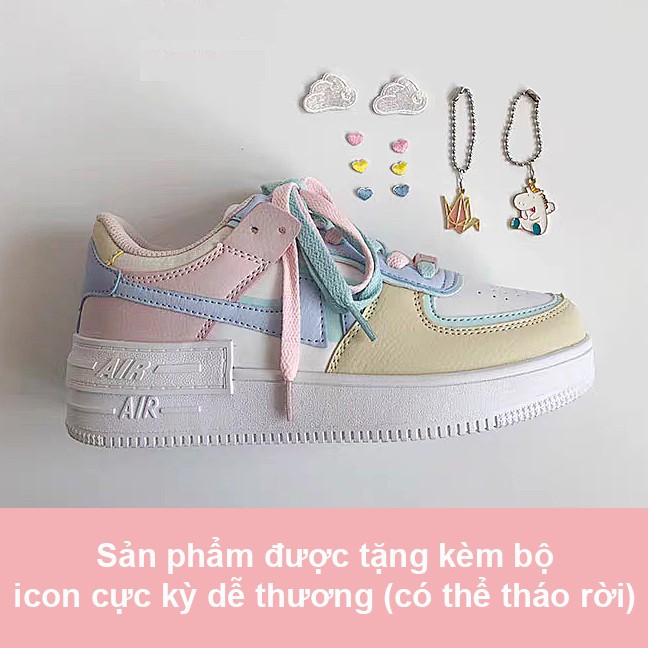 Giày Thể Thao Nữ Ulzzang Air 3Fashion Tặng Kèm Bộ Icon Cute Đế Cao 4CM Da PU - MSP 3227