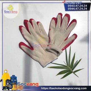 Găng Tay len Phủ cao Su đỏ