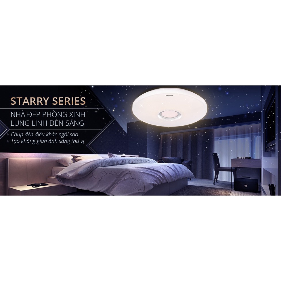 Đèn trần Starry PANASONIC HHXZ201688 21W cho phòng ngủ hiệu ứng ánh sáng lấp lánh, chế độ ngủ, thư giãn, hẹn giờ