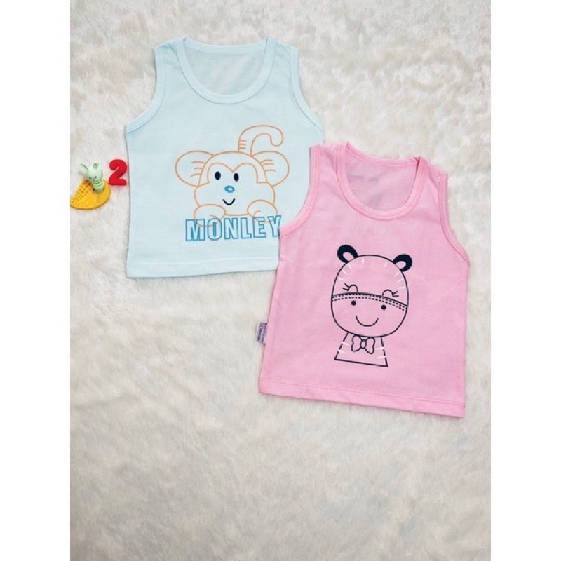 Áo ba lỗ màu in hình động vật dễ thương cho bé trai bé gái 4-18kg.Chất đẹp