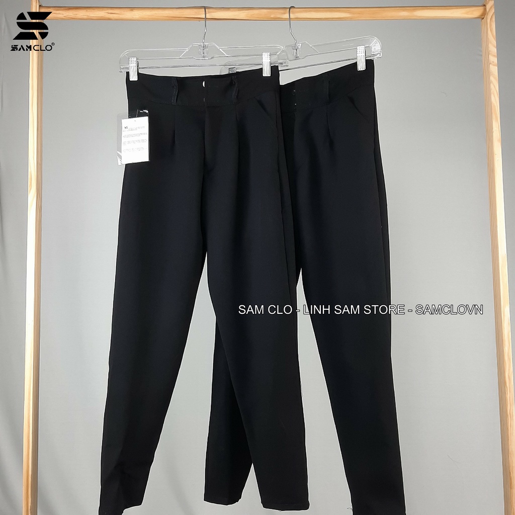 Quần tây đi học nữ cạp cao dáng suông ỐNG ÔM 2 nút