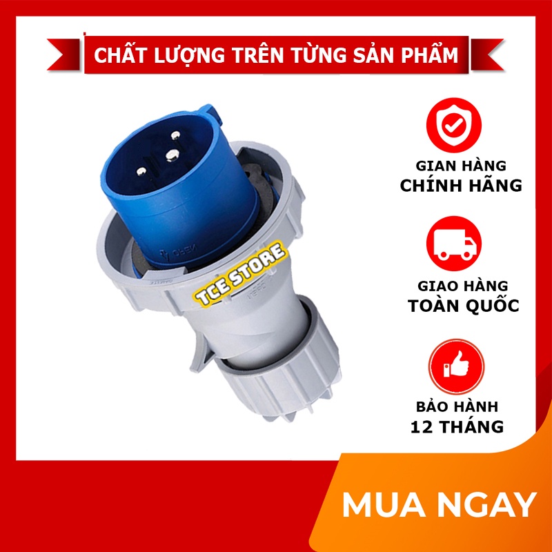 Phích cắm công nghiệp 1 pha 16A 3 chân IP67