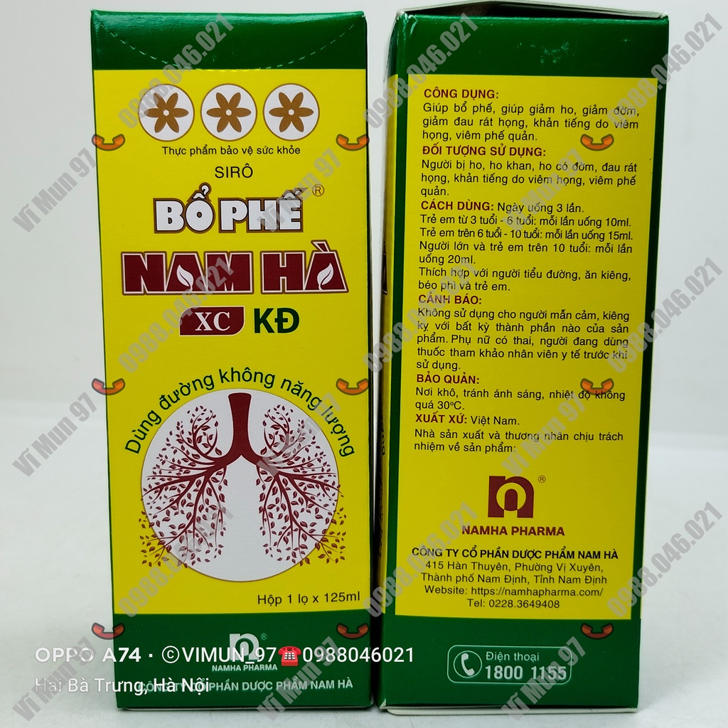 Bổ Phế Nam Hà XC - Giúp bổ phế, giảm ho, giảm đờm, giảm đau rát họng