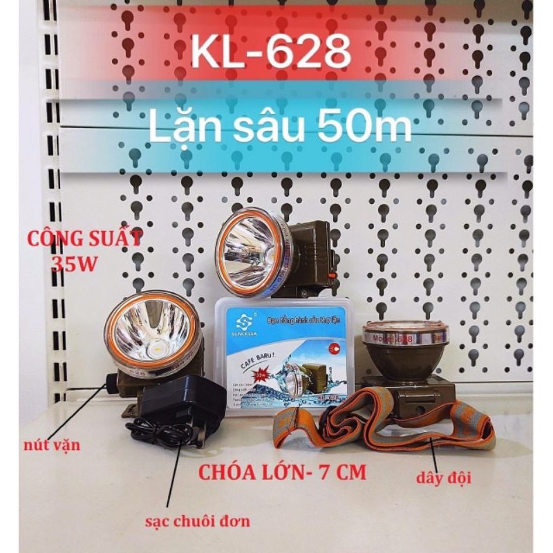 Đèn đội đeo đầu lặn nước 628-618 nắt vặn hàng xịn lặn sâu 50M
