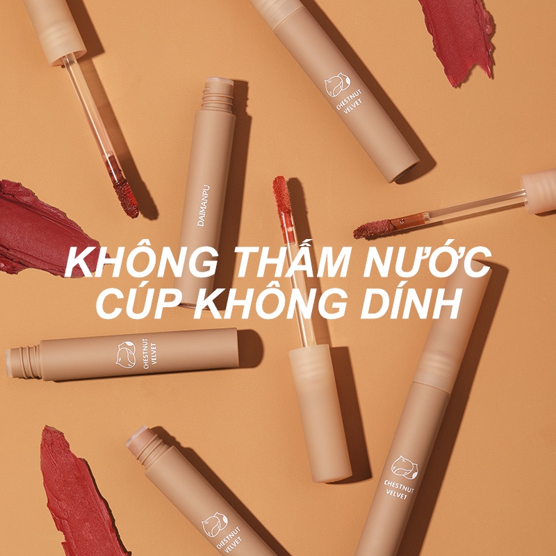Son môi dạng lỏng DAIMANPU chống thấm nước lâu trôi với vỏ hình viên kẹo socola độc đáo cao cấp