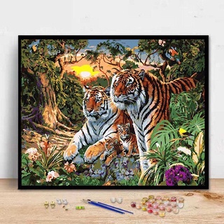 Tranh số hoá, tô màu theo số, có khung, đủ phụ kiện - tranh hổ phách
