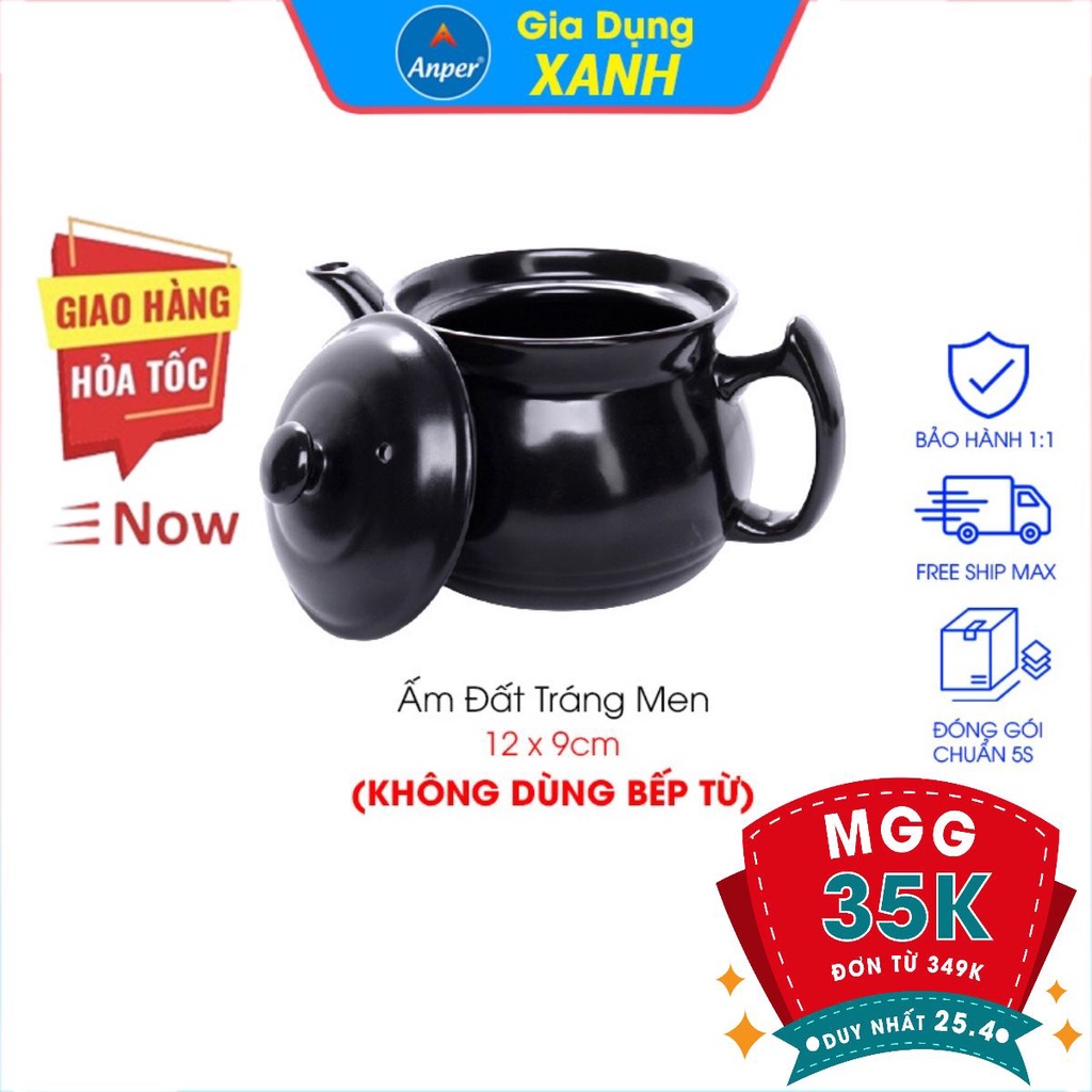 Ấm đất sắc thuốc tráng men 2 L ANPER phong cách hàn quốc (ko bếp từ )