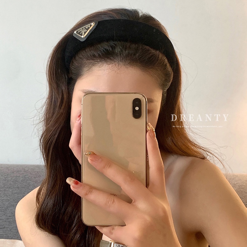 Băng Đô Cài Tóc Vải Nhung Đen Cao Cấp Phong Cách Pháp Cổ Điển Thời Trang Cho Nữ