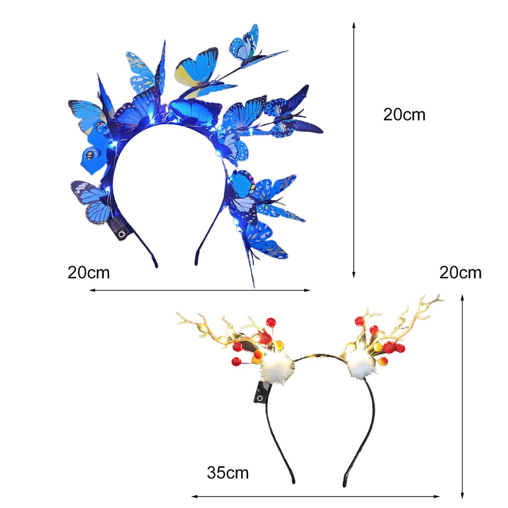 Băng đô cài tóc hình sừng tuần lộc có đèn LED phát sáng