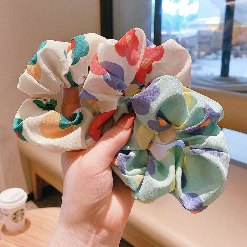 Dây buộc tóc scrunchies, dây cột tóc chun buộc tóc nữ họa tiết hoa quả dễ thương Hàn Quốc.