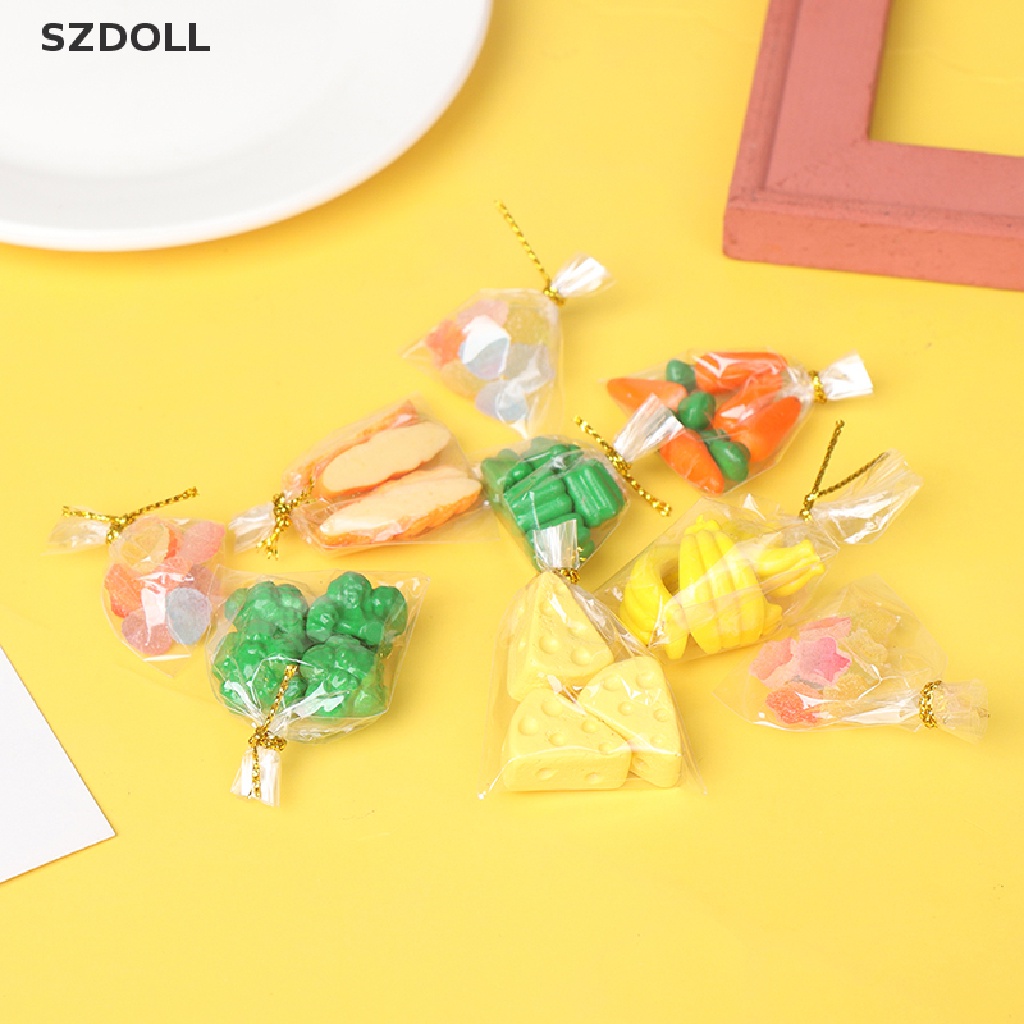 Túi phụ kiện mô hình đồ ăn rau củ quả kẹo bánh mì tùy chọn trang trí nhà búp bê tỉ lệ 1/ 12