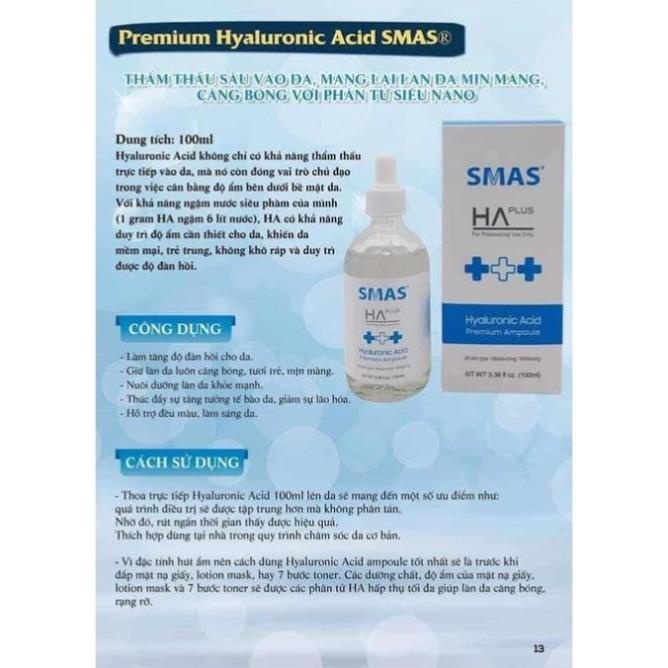 Serum dưỡng ẩm sáng da SMAS HA Plus Hyaluronic Acid Premium Ampoule 100ml