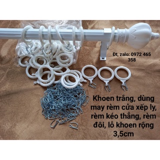 “khoen may rèm cửa kiểu xếp ly, rèm kéo thẳng màu trắng”
