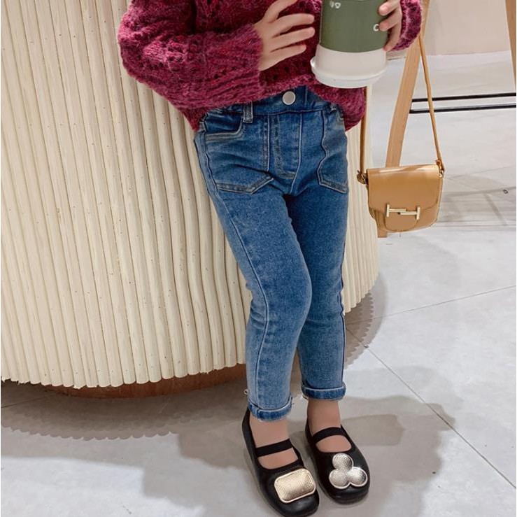 2020 Korean version of the autumn new girls stretch jeans children's slim pants