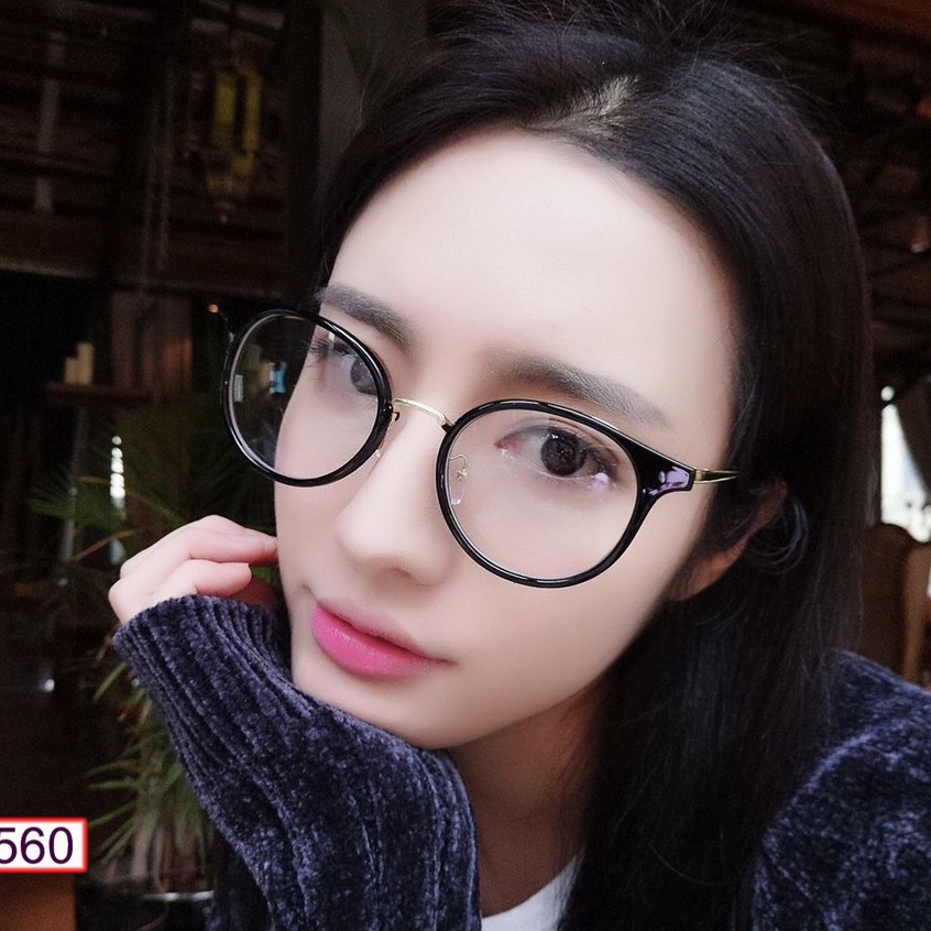 Mắt Kính Gọng Cận Form Tròn Kim Loại Chân Vàng 560 Sang Chảnh Cực Hot - Hazo