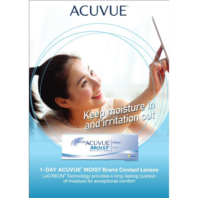 [ 1 TANG 1] Kính áp tròng Acuvue Moist loại dùng 1 ngày (1 Day Acuvue Moist)