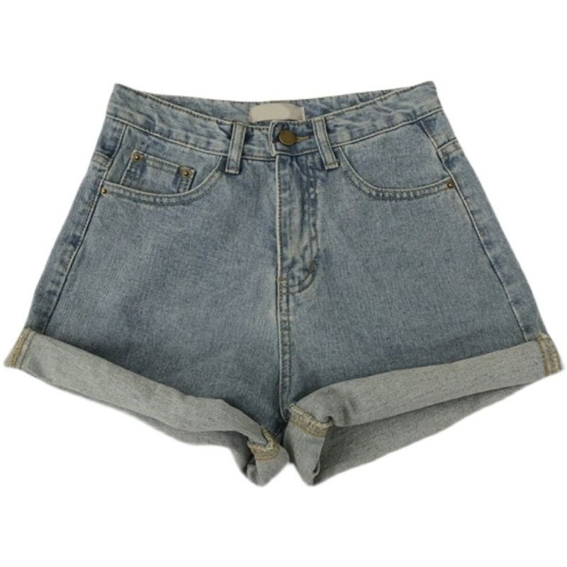 Quần Short denim Lưng Cao Ống Rộng Phong Cách Hàn Quốc Dành Cho Nữ