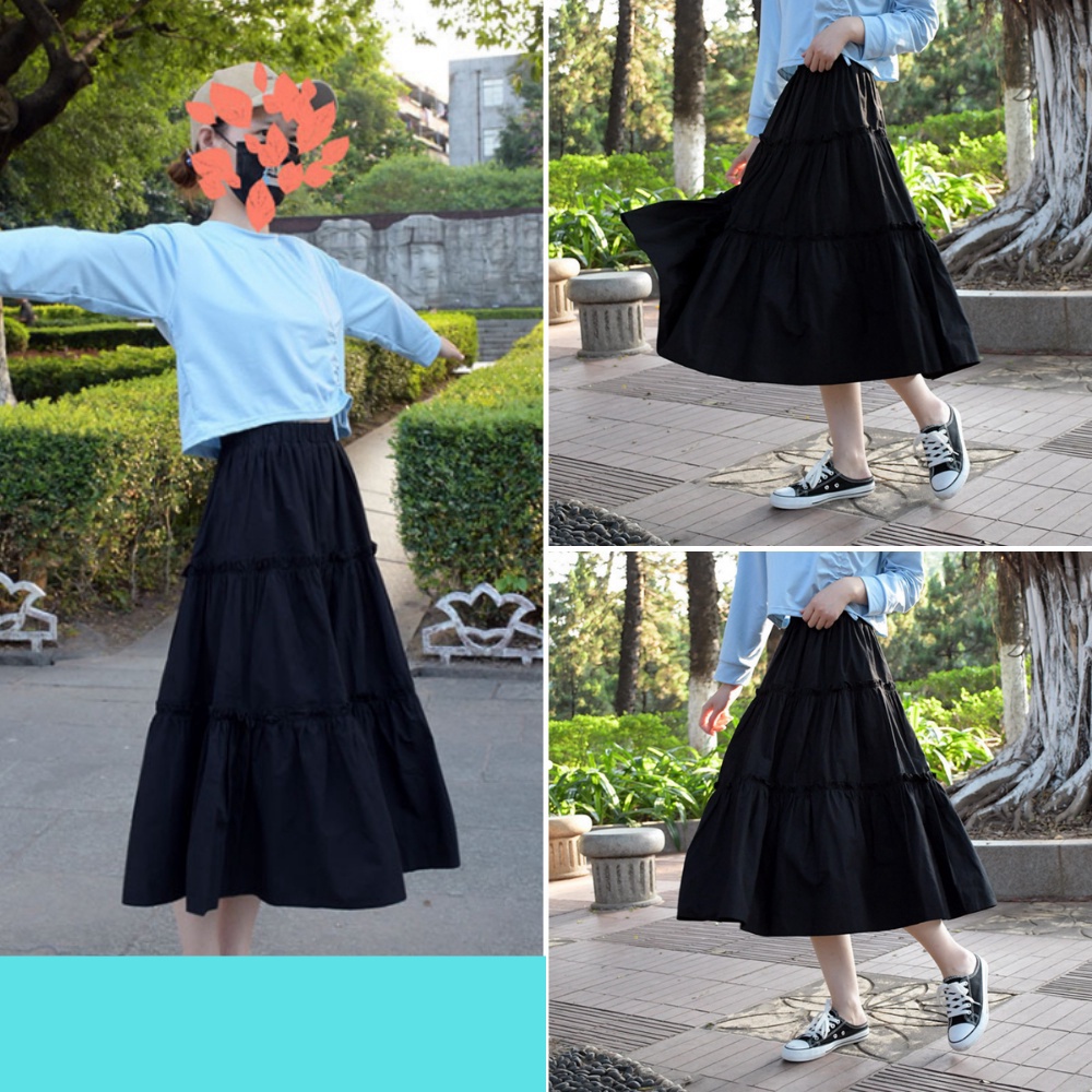 Chân váy nữ, chân váy nữ 3 tầng chất voan 2 lớp màu trắng đen freesize <54kg SKUCV-05A  1990clother
