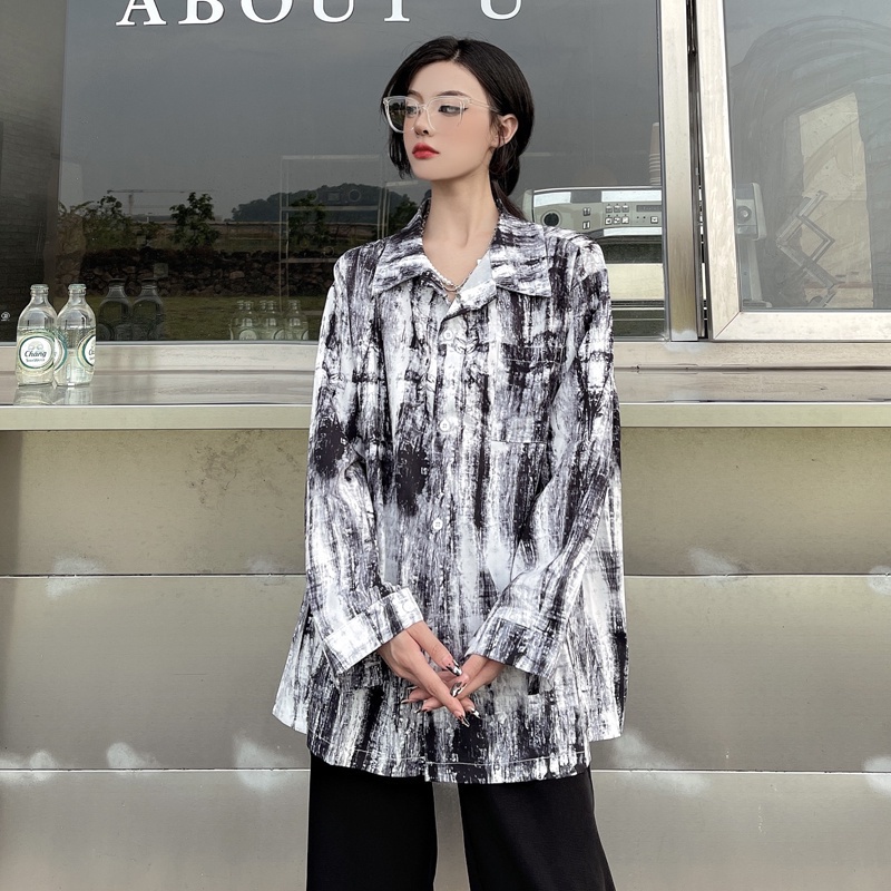 Áo sơ mi SUXI tay dài dáng rộng màu nhuộm thiết kế thời trang mùa thu theo phong cách Hàn Quốc cho nữ