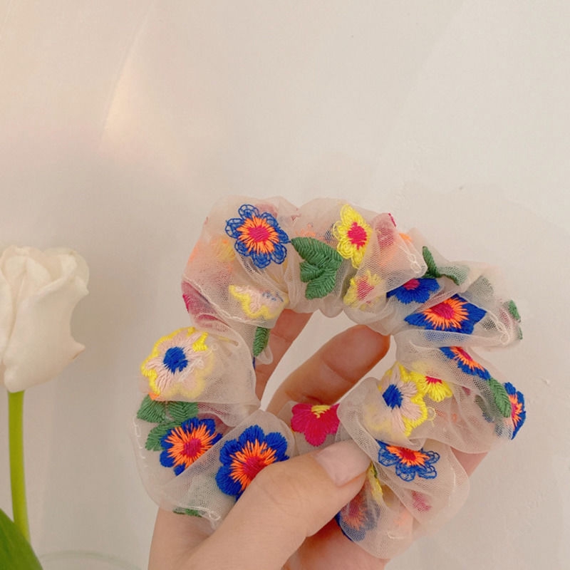 Dây Cột Tóc Thêu Hoa Xinh Xắn Cho Nữ