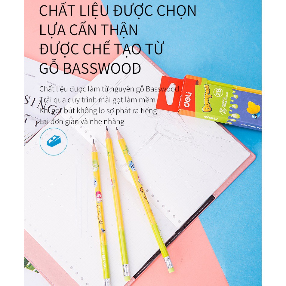 Hộp 12 chiếc/ 6 chiếc Bút chì 2B Deli - EU52200