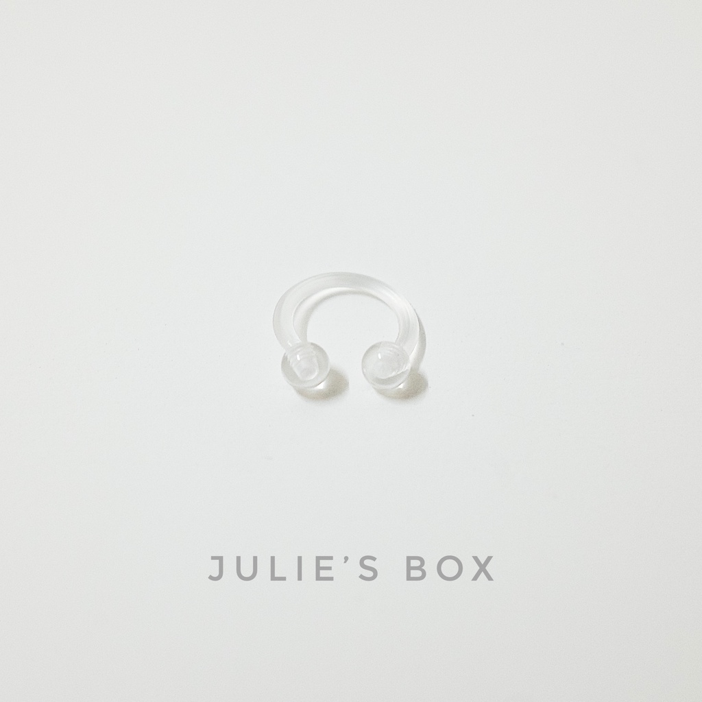 Khuyên Tai Titan Unisex Chữ U Trong Suốt Nhựa Không Gỉ Sét Không Ngứa Bông Tai Julies Box 66