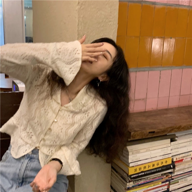 Áo Cardigan Cổ Cao Phối Ren Phong Cách Retro Pháp