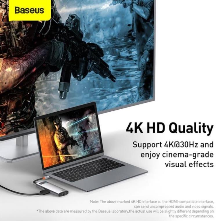 Bộ Chuyển Đổi Hub Type C Baseus USB 3.0 Type C Sang HDMI 8 Trong 1 Cho MacBook Pro Air Surface Pro 7 Samsung Laptop