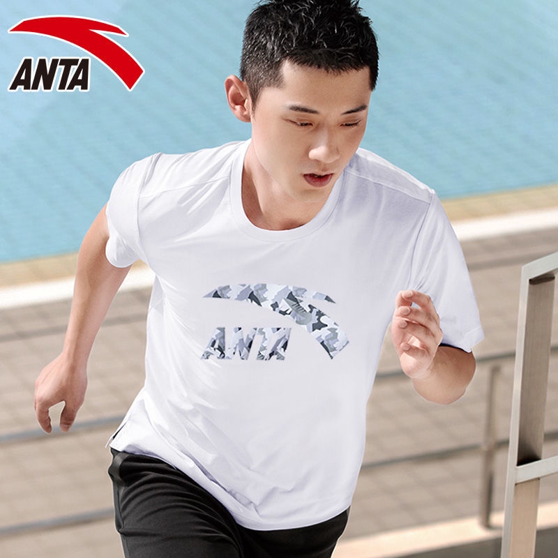 Anta short-sleeved men's T-shirt 2019 summer black and white round neck breathable half-sleeved official authentic new c