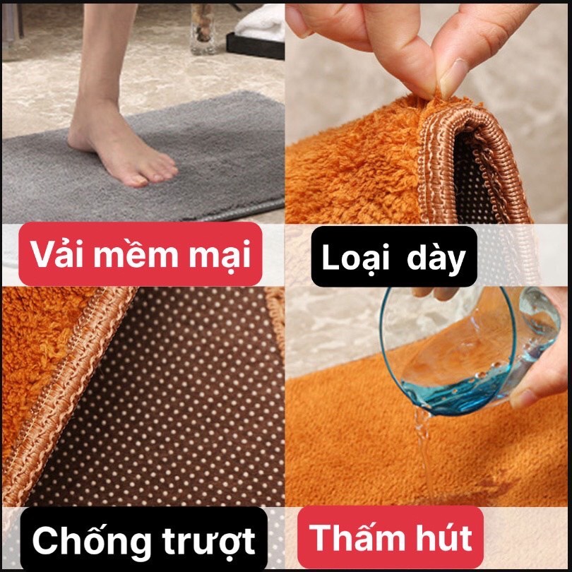 Thảm Chùi Chân Nhà Tắm Hút Nước Chống Trơn Trượt, Thảm Nỉ Lau Chân Trải Sàn Nhà Bếp Welcome Giá Rẻ Đế Cao Su Siêu Bền