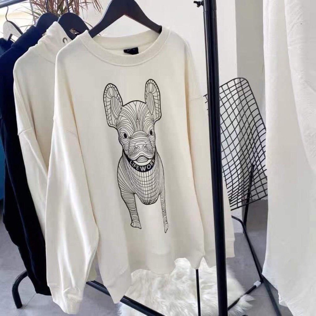 [ RẺ VÔ ĐỊCH]Áo Sweater Life Work KOREA - Radok Big Logo Short Sleeve SweatShirt Áo Nỉ Bông Cổ Tròn 2 Mặt