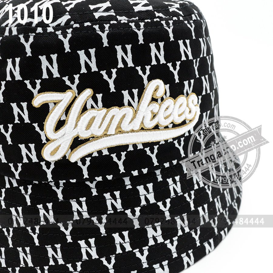 Nón bucket MLB Monogram NY nâu đen