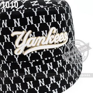 Nón bucket MLB Monogram NY nâu đen