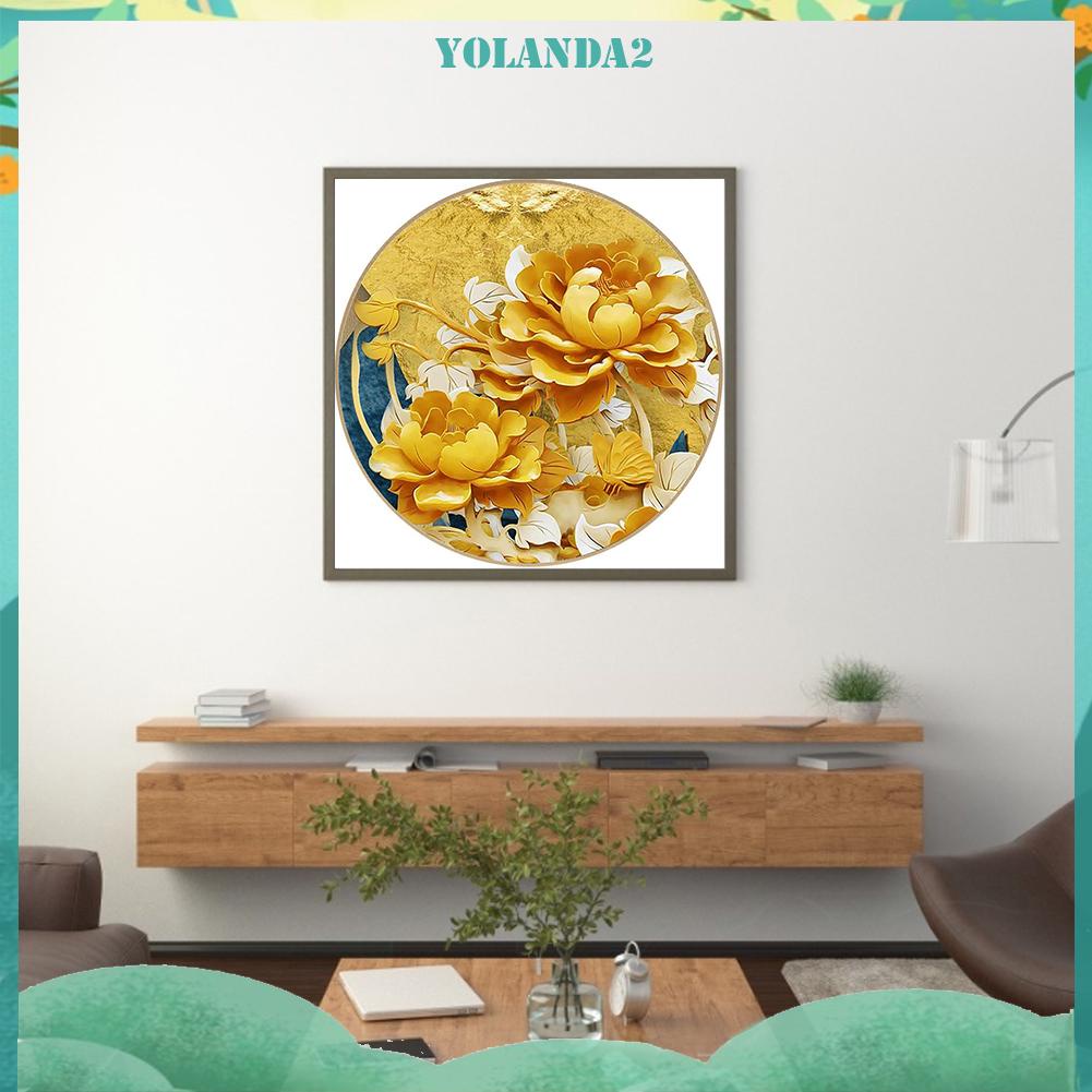 Tranh đính hạt đá tròn 5D tự làm hình hoa mẫu đơn