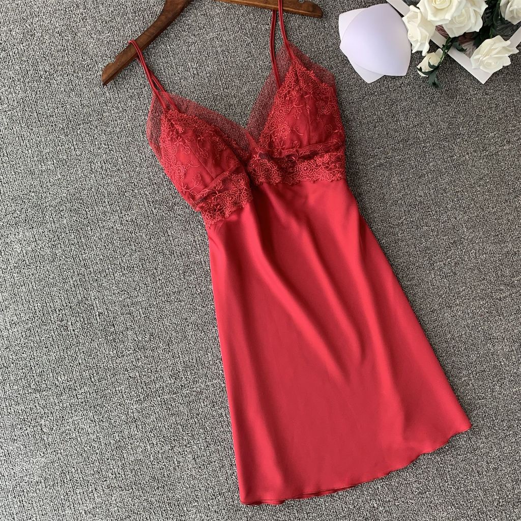 Đồ ngủ Hai Dây Bằng Lụa Mát Phối Ren Quyến Rũ Thời Trang Xuân Hè Hàng Mới 2022 Dành Cho Bạn Nữ