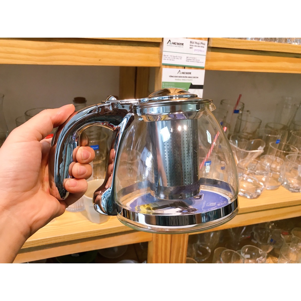 Ấm thủy tinh chịu nhiệt cao có lõi lọc pha trà inox AS-265 siêu tiện lợi an toàn cho sức khỏe