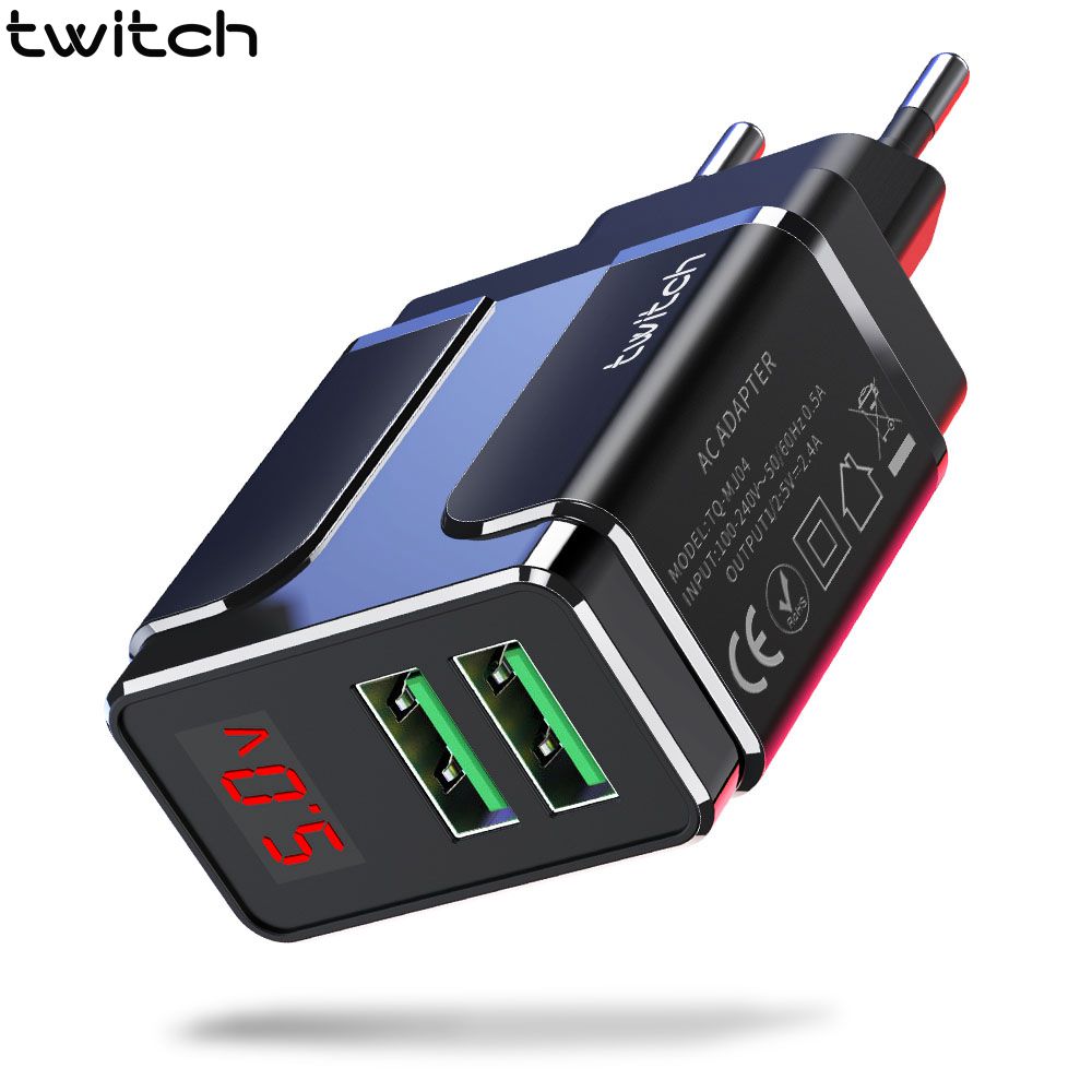 Củ sạc nhanh TWITCH hai cổng USB có màn hình led