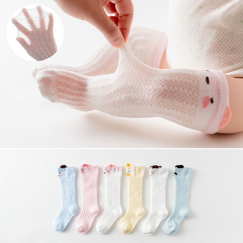 Vớ cotton cổ cao phối lưới thời trang mùa hè cho bé