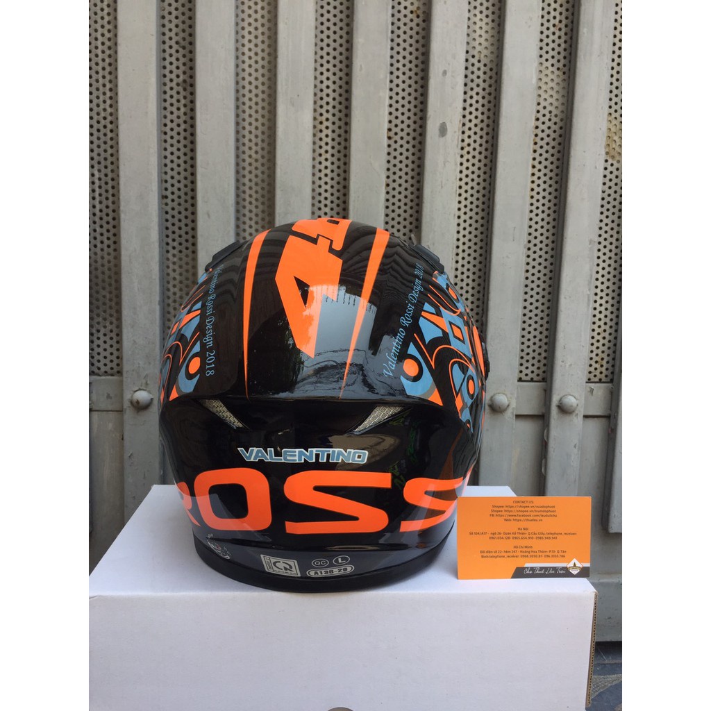 Freeship bảo hành 24 tháng mũ bảo hiểm fullface AGU tem Valentino Rossi Cam năng động cao cấp