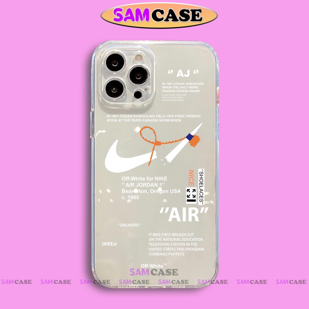 Ốp lưng iPhone Nike chống sốc cạnh viền vuông Silicon trong suốt cho iphone 6/6s/7/8/X/XS/11/12/13/14 Pro Plus Max