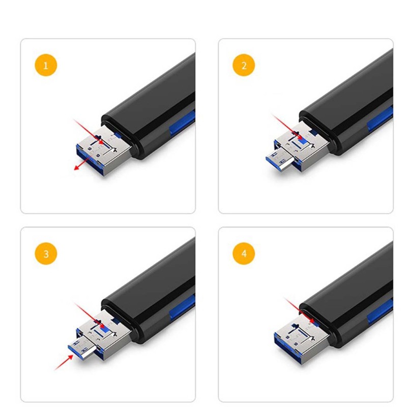 Micro USB Type C USB TF Card Reader OTG Hub Adapter For Samsung Xiaomi MacBook