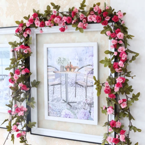 Dây hoa hồng nhân tạo 245cm trang trí nhà cửa xinh xắn