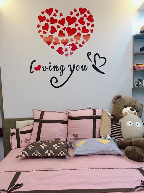 Tranh dán tường mica 3d loving you trang trí phòng ngủ, phòng khách