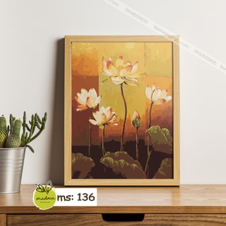 Tranh sơn dầu số hóa Hoa Sen 136 (Có Khung)