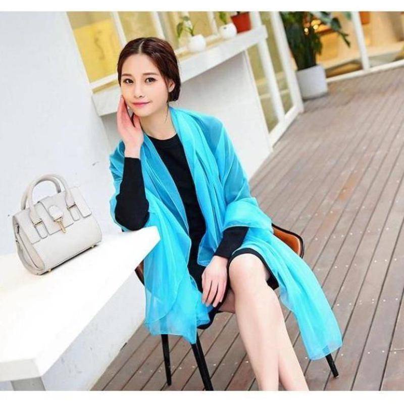 Khăn Choàng Lụa Dài Màu Trơn Đặc Biệt Cho Nữ Đi Biển