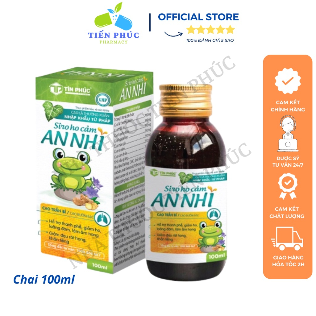 Siro Ho Cảm An Nhi - Hỗ Trợ Thanh Phế Giảm Ho Đau Họng Khản Tiếng  Lọ 100 mL